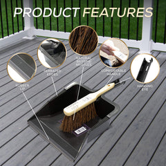 Newman and Cole Large Outdoor Garden Dustpan and Stiff Hand Brush Set