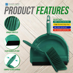 Colour Coded Green Dustpan Set