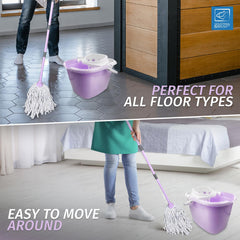 Lilac Mop and Bucket Set | Cotton Mop with Wringer