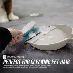 Rubber Dustpan and Brush Set for Pet Hair, Carpets & Floors
