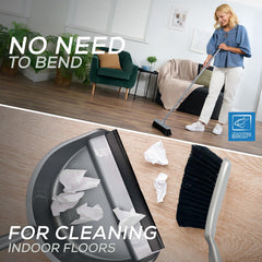 Indoor Broom and Dustpan Set with Soft Brush & Long Handle