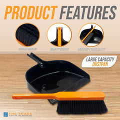 TRADE Jumbo Dustpan and Large Brush Set – Heavy Duty Builders Cleaning Set