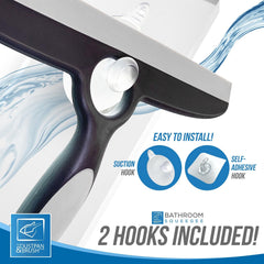 Deluxe Grey Shower Squeegee for Shower Screens with Wall Hooks