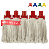 Red Cotton Mop Heads 12PY Pack of 5 | Colour Coded Cleaning
