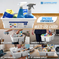 White Cleaning Caddy Storage Tray with Carry Handle