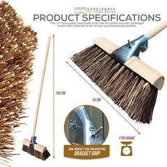 13" Newman & Cole Saddleback Yard Broom | Bass & Cane Stiff Outdoor Brush