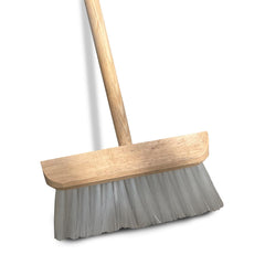 Universal Wooden Gutter Lawn Sweeper Broom Head with Synthetic Bristles and Wooden Handle