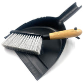 Black Dustpan and Brush Set | Bamboo Handle Sweeping Set