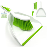 Deluxe Dustpan and Brush Set Green | Soft Grip Hand Brush