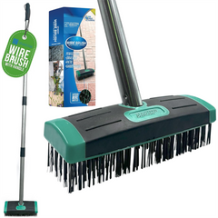 Wire Broom for Moss & Weed Removal | 4pc Long Handle Brush