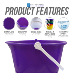 Purple 10L Colour Coded Cleaning Bucket with Spout