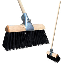 13" Newman & Cole PVC Saddle Broom with Handle | Heavy Duty Yard Brush