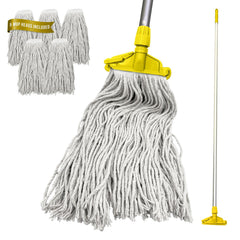 Yellow Kentucky Mop Set with 5 Mop Heads & Handle
