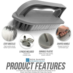 Value Plastic Scrubbing Brushes Pack of 5 | Stiff Hand Brushes