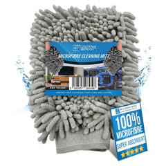 Grey Microfibre Car Wash Mitt for Paint, Chrome & Glass