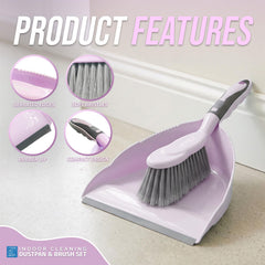 Lilac Dustpan and Brush Set | Compact Household Sweeping Set