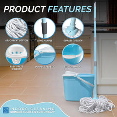 Duck Egg Mop and Bucket Set | Cotton Mop with Wringer