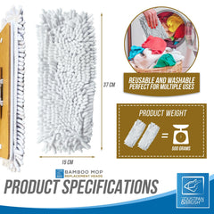 Bamboo Noodle Mop Head Refills - Pack of 2