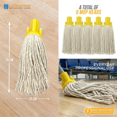 Yellow Colour Coded Cotton Mop Heads 12PY Pack of 5