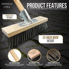 12" Newman & Cole Wire Broom with Wooden Handle