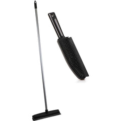 Rubber Bristle Broom & Hand Brush Pet Hair Removal Twin Pack