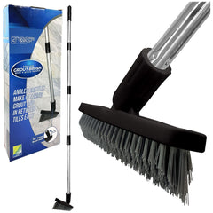 Angled Grout Floor Scrubbing Brush with Stainless Steel Handle
