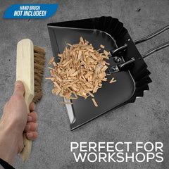 12" Metal Flat Dustpan | Heavy Duty Workshop Dustpan