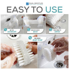Dual Suction Cup Nail Brush | Hands-Free Stick On Nail Cleaner