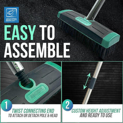 Wire Broom for Moss & Weed Removal | 4pc Long Handle Brush