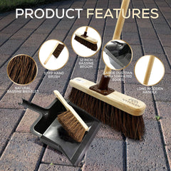 Outdoor Broom, Dustpan & Brush Set with Bassine Broom