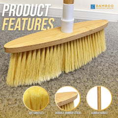 Bamboo Indoor Soft Broom for Hard Floors & Carpets
