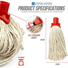 Red Colour Coded Cotton Mop Head 12PY