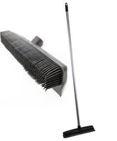 Rubber Bristle Broom | Solid Metal Handle for Pet Hair & Hard Floors