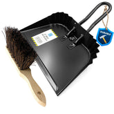12" Metal Dustpan and Brush Set | Stiff Bassine Heavy Duty Sweeper