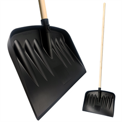 Plastic Snow Scoop Shovel with Wooden Handle – 44cm Wide Snow Shovel