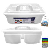White Cleaning Caddy Storage Tray with Carry Handle