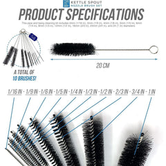 10 Pack Kettle Spout & Bottle Tube Cleaning Brushes