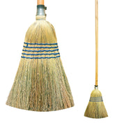 Traditional Corn Broom with Wooden Handle for Outdoor Sweeping