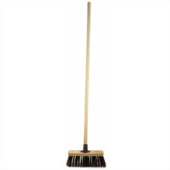 13" Newman & Cole Stiff PVC Flat Broom with Handle | Outdoor Sweeper