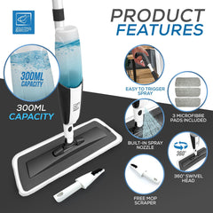 Spray Mop with 3 Washable Microfibre Mop Pads