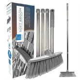 Grey & White Indoor Broom with 4 Piece Handle