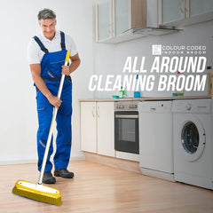 Yellow Colour Coded Broom Head & Handle with Scraper