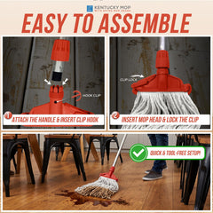 Red Kentucky Mop Set with 5 Mop Heads & Handle