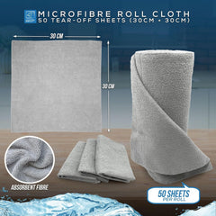 Microfibre Roll Cloth 50 Sheets | Tear Away Cleaning Cloths