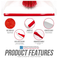 Deluxe Red Dustpan and Brush Set