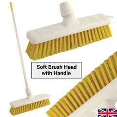 Yellow Colour Coded 12" Soft Sweeping Broom & Handle