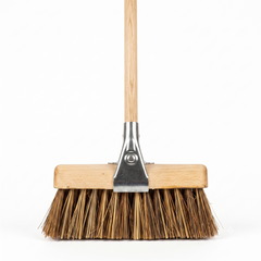 13" Saddle Back Bass Cane Yard Brush with Handle | Stiff Broom