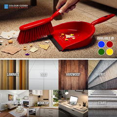 Red Colour Coded Dustpan and Brush Set