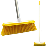 Yellow Colour Coded Broom Head & Handle with Scraper
