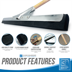 18" Foam Floor Squeegee with Wooden Handle